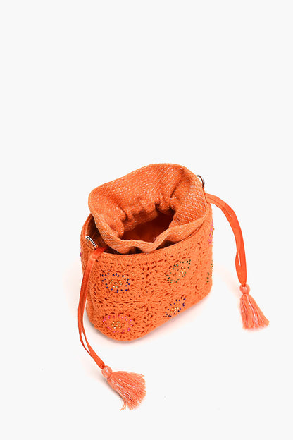 Tangerine Crochet Bucket Bag