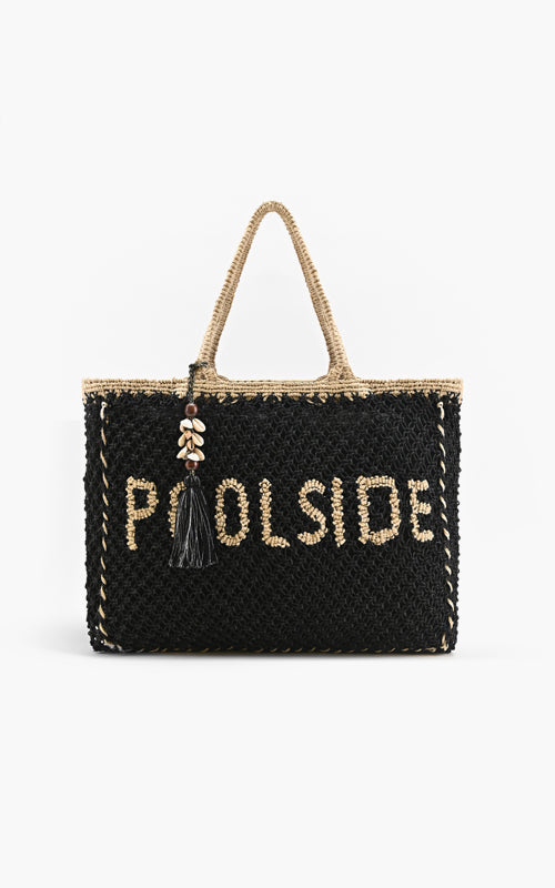 Black 'Poolside' Jute Macrame Tote