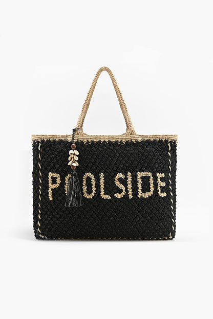 Black 'Poolside' Jute Macrame Tote