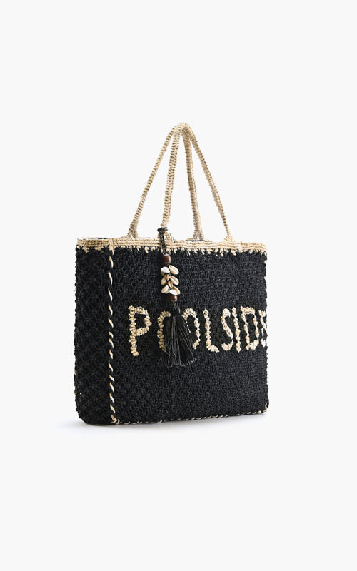 Black 'Poolside' Jute Macrame Tote