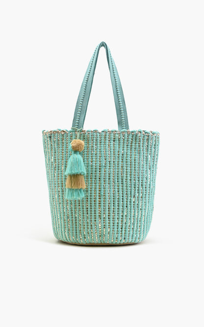 Natural Beauty Upcyled Hand Woven Mint Tote