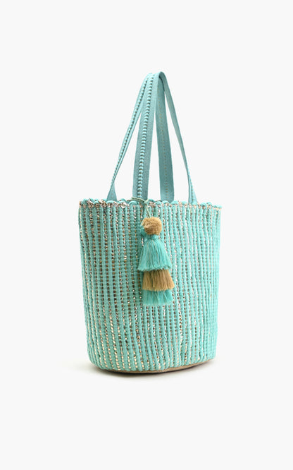 Natural Beauty Upcyled Hand Woven Mint Tote