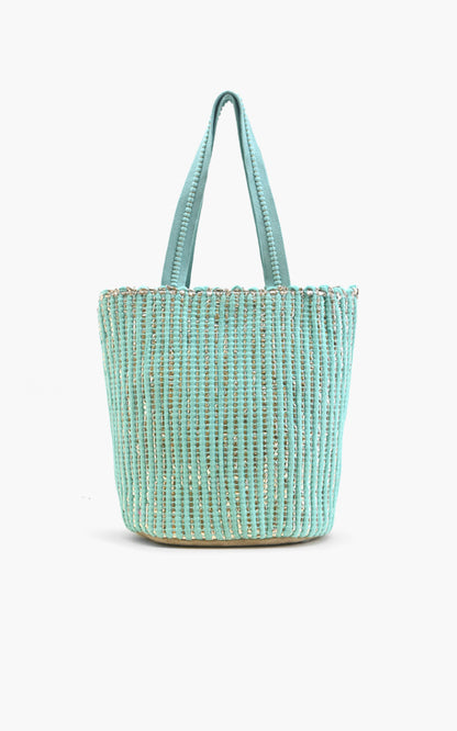 Natural Beauty Upcyled Hand Woven Mint Tote