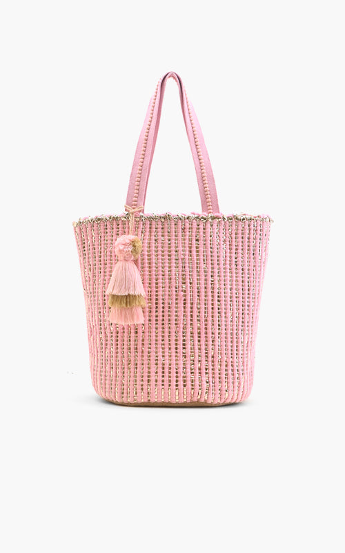 Natural Beauty Upcyled Hand Woven Pink Tote