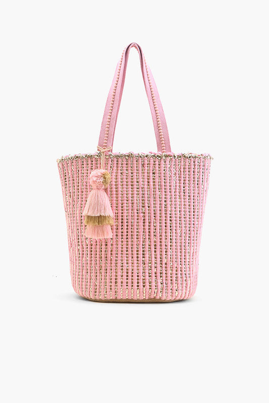 Natural Beauty Upcyled Hand Woven Pink Tote