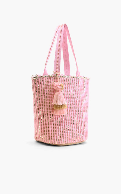 Natural Beauty Upcyled Hand Woven Pink Tote