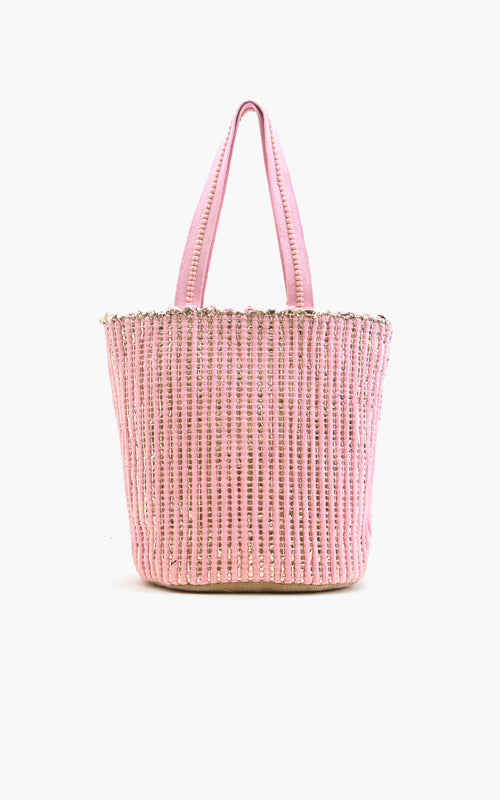 Natural Beauty Upcyled Hand Woven Pink Tote