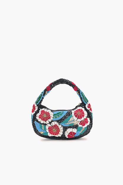 Midnight Blossom Beaded Satchel