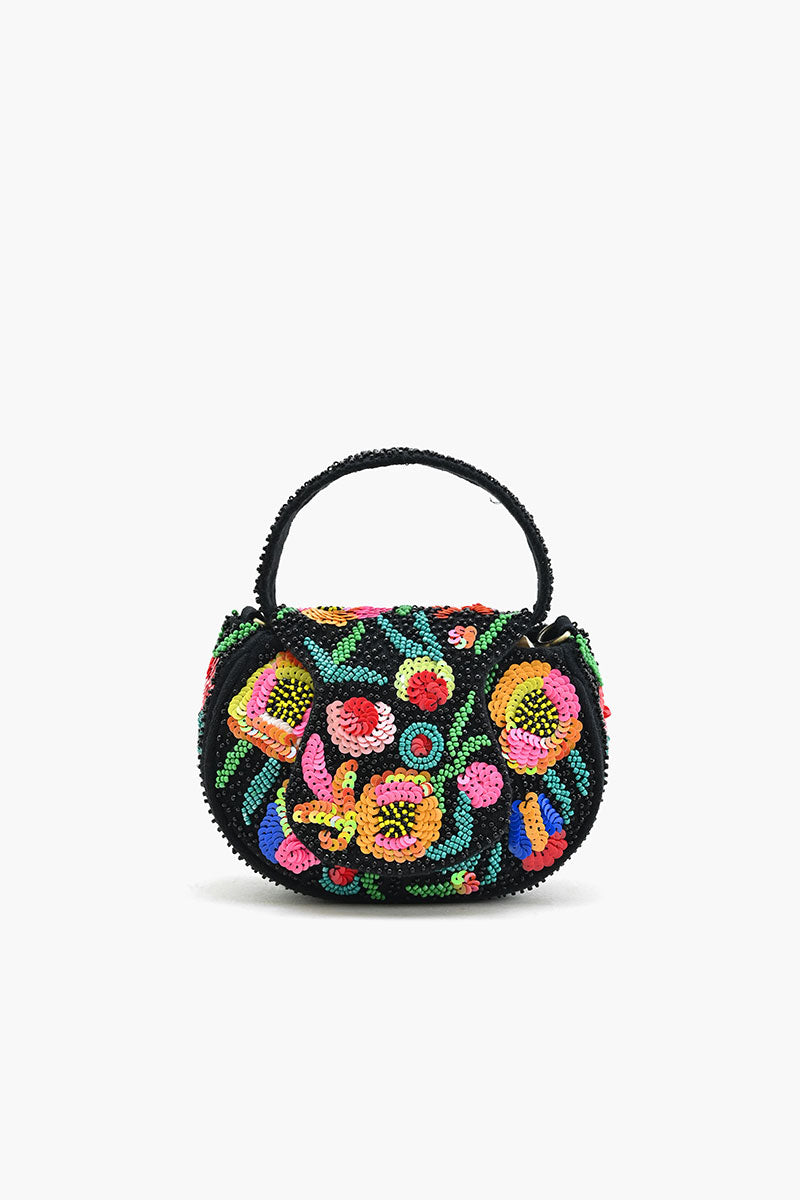 Dark Dahlia Beaded Mini Crossbody