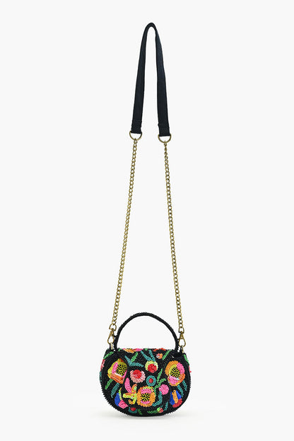 Dark Dahlia Beaded Mini Crossbody