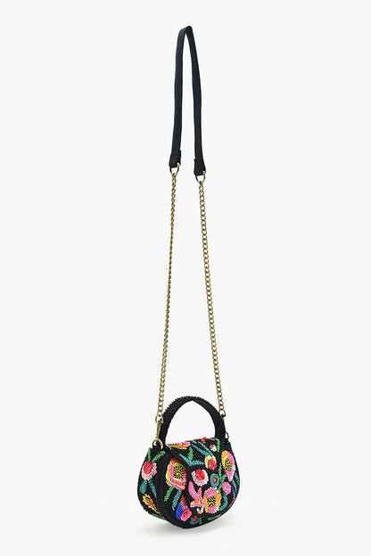 Dark Dahlia Beaded Mini Crossbody