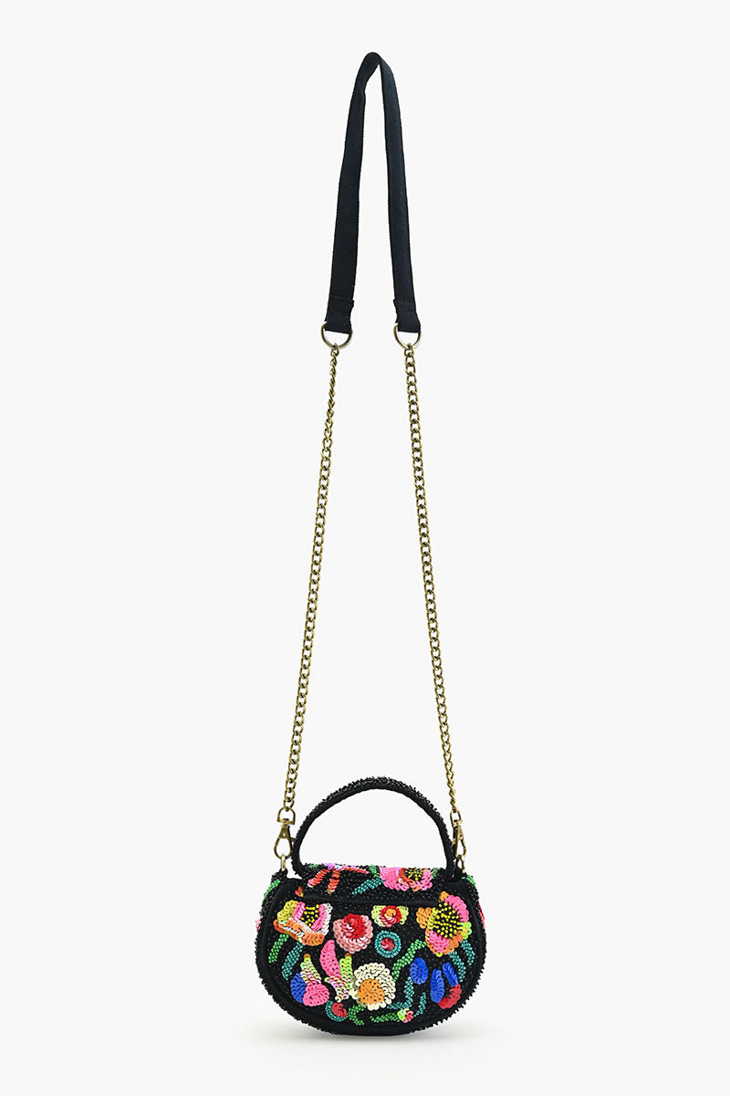 Dark Dahlia Beaded Mini Crossbody