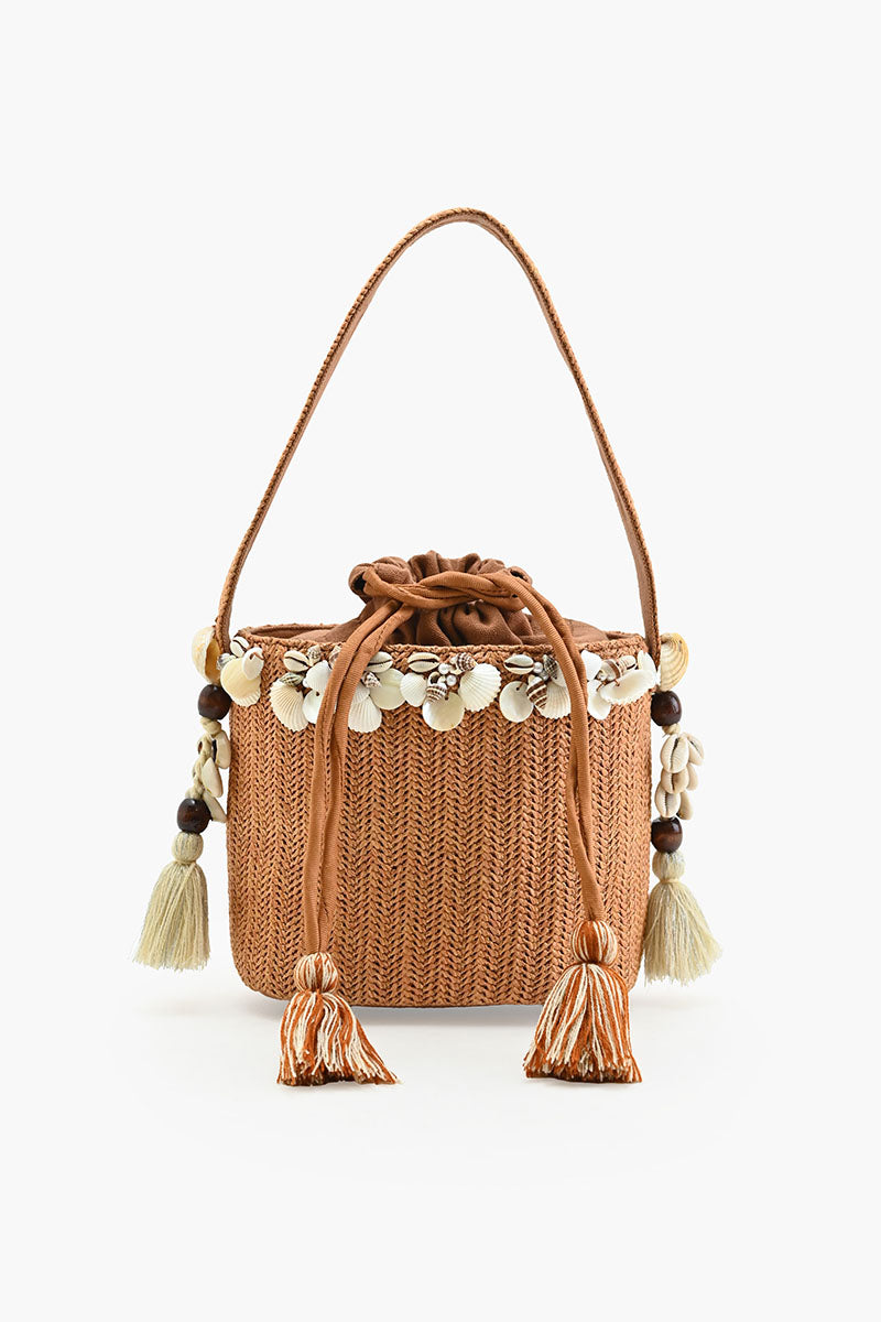 Raffia Reef Shell Bucket Bag