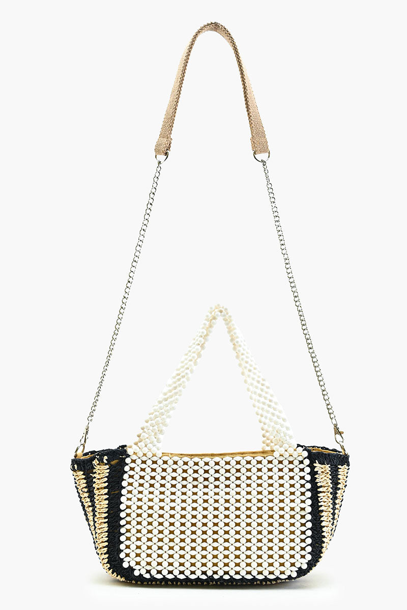 Coastal Gemstone Raffia Tote