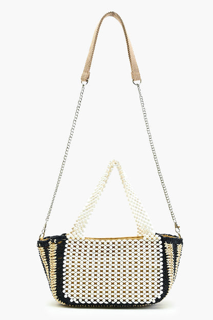 Coastal Gemstone Raffia Tote