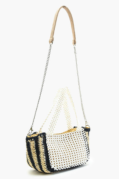 Coastal Gemstone Raffia Tote