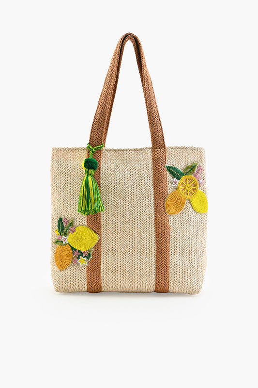 Make Lemonade Raffia Tote