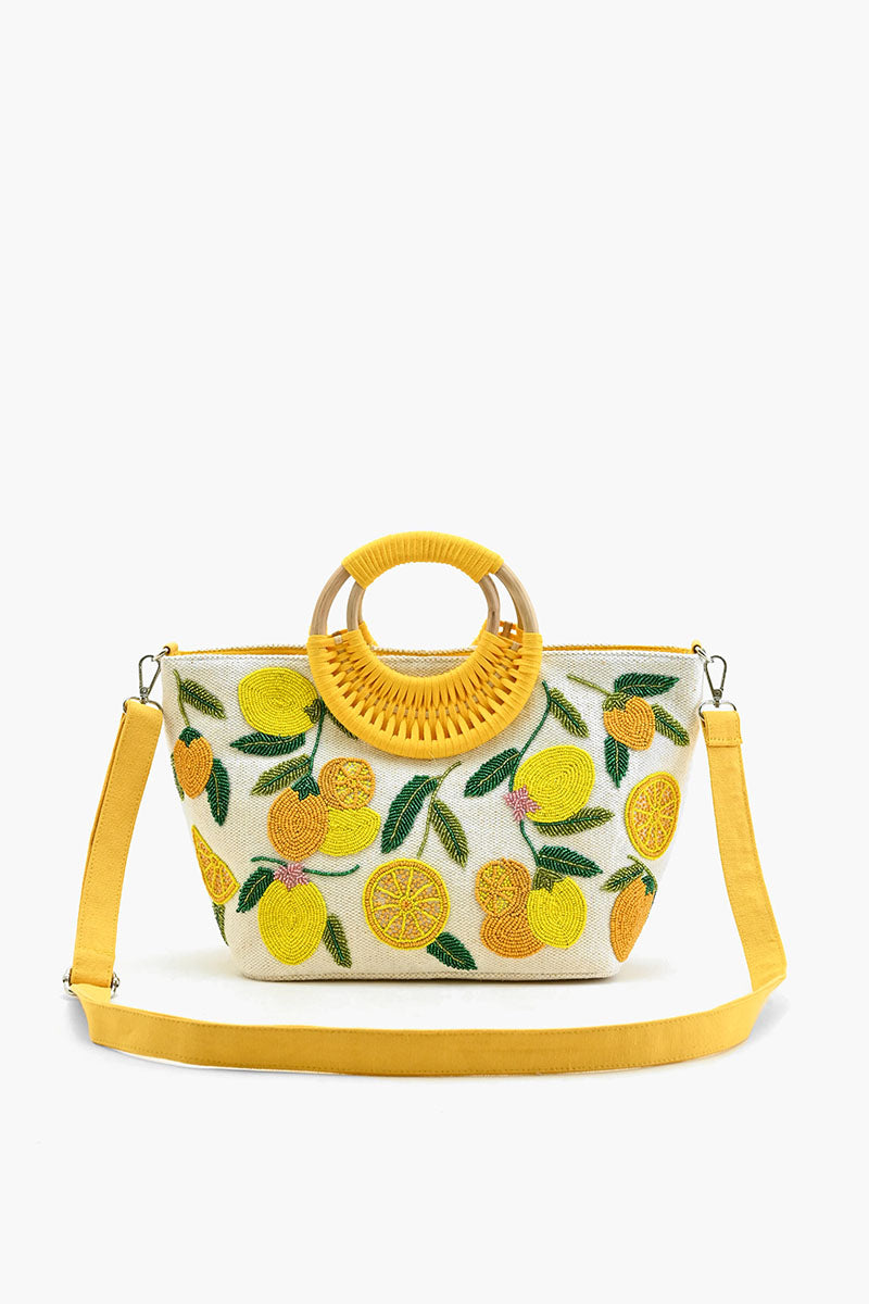 Make Lemonade Tote with Wicker Handle