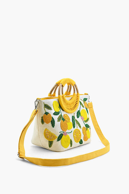 Make Lemonade Tote with Wicker Handle