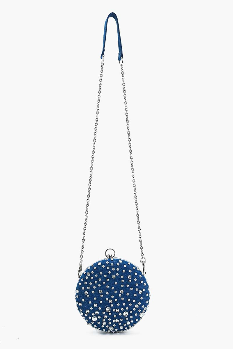 Denim Dazzle Beaded Clutch