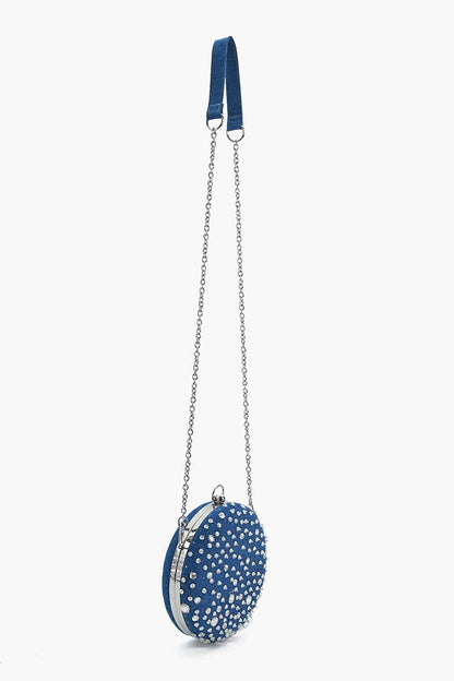 Denim Dazzle Beaded Clutch