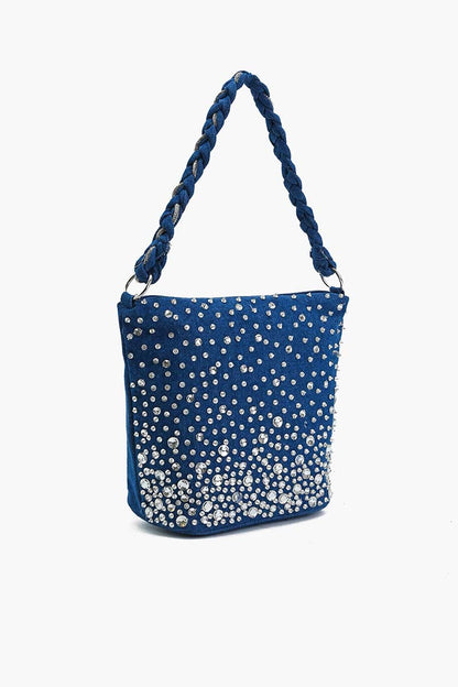 Denim Dazzle Beaded Bag