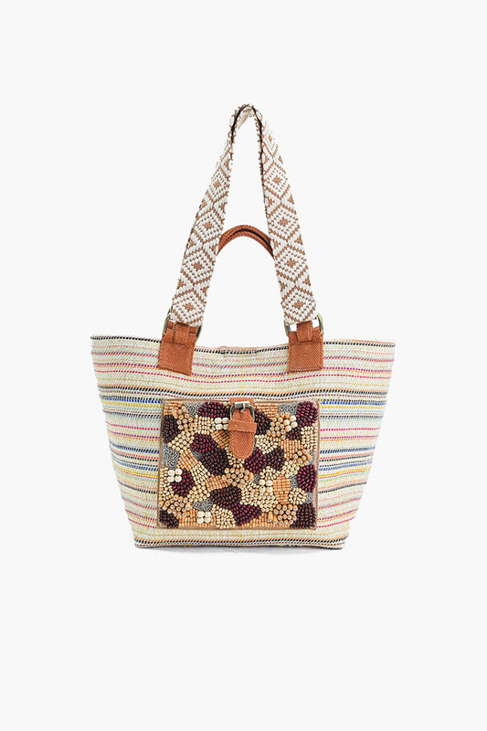 Handcrafted Earth-Tone Embellished Handbag