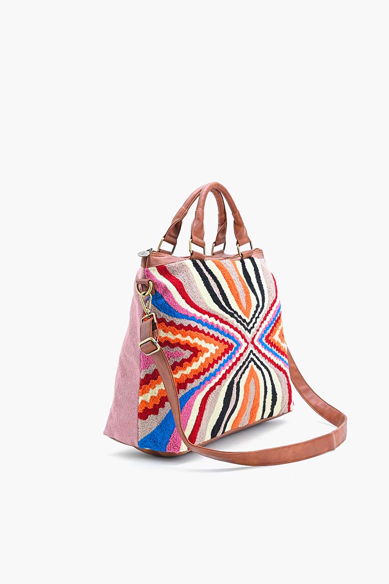 Colorful Abstract Embridered Shoulder Bag