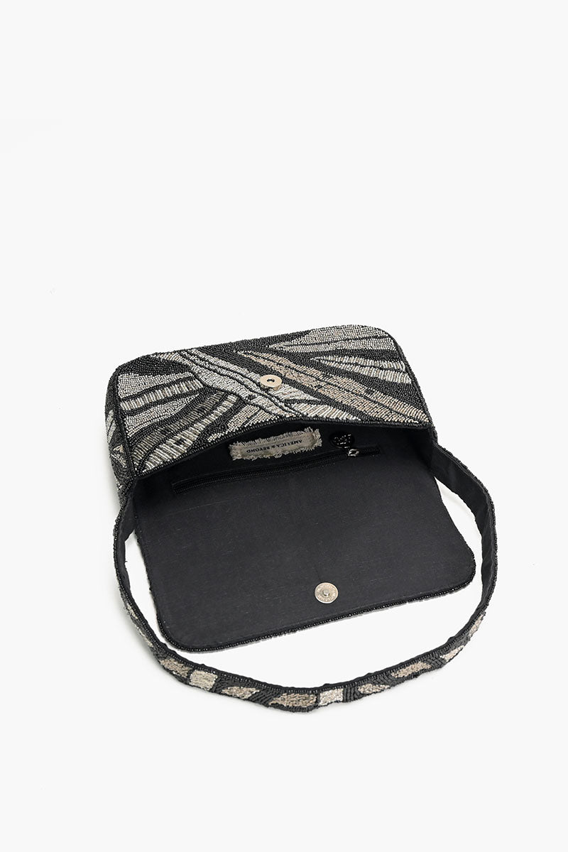 Midnight Silver Swirl Shoulder Bag