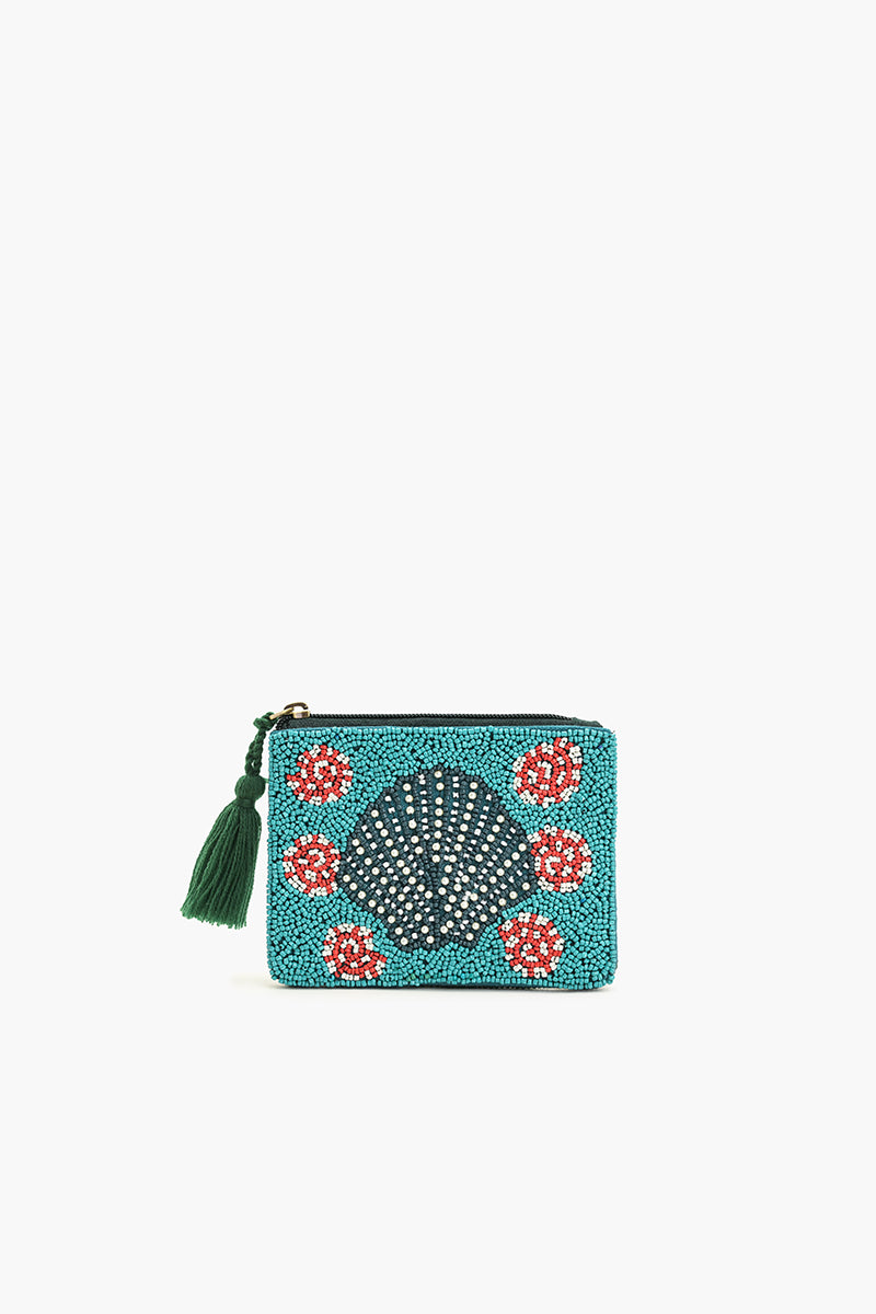 Oceanic Adventure Embellished Mini Pouch-Seashell