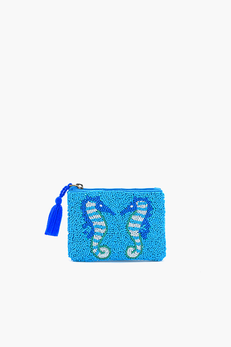 Oceanic Adventure Embellished Mini Pouch-Seahorse