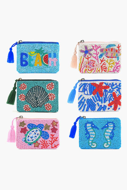 Set of 6 Oceanic Adventure Embellished Mini Pouches