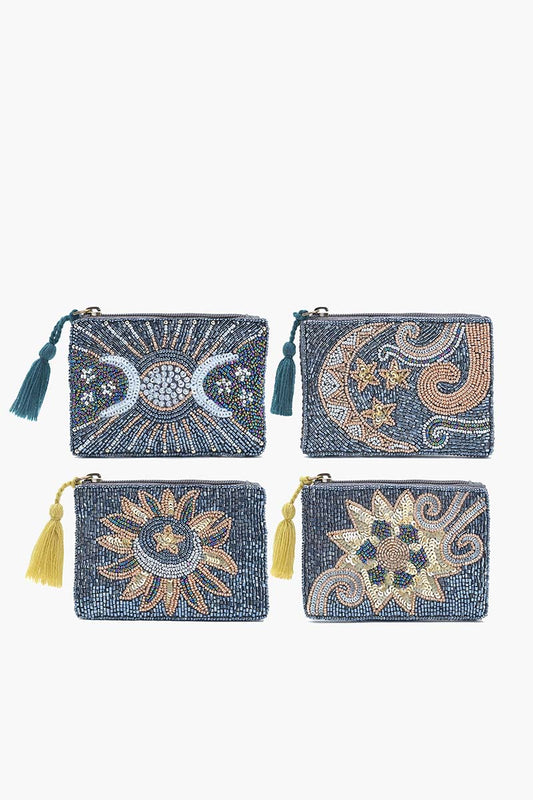 Set of 4 Celestial Embellishded Mini Pouches