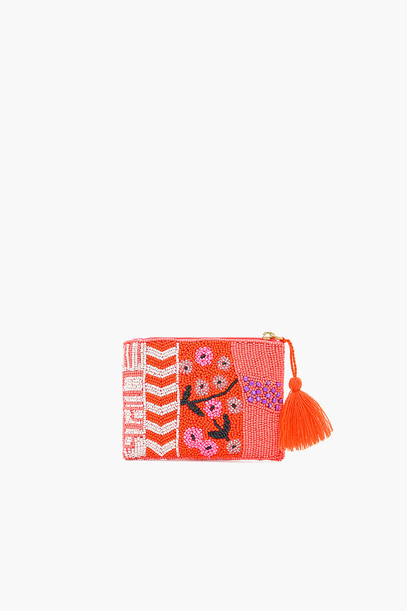 Tigerlily Beaded Mini Pouch