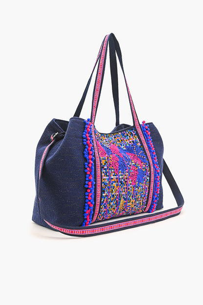 Palm Shimmers Beaded Tote