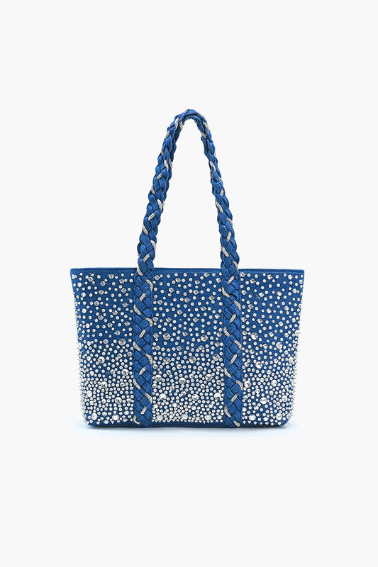 Denim Dazzle Beaded Tote