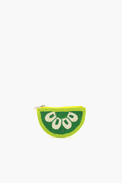 Citrus Splash Beaded Pouch - Lime