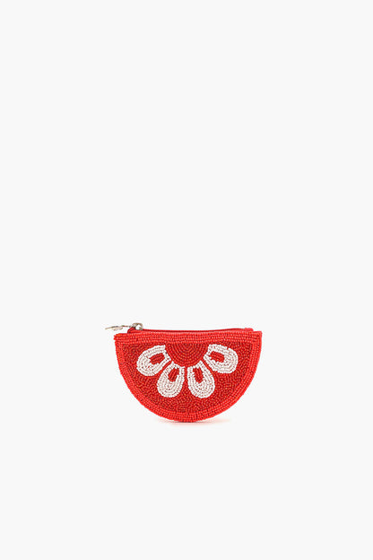 Citrus Splash Beaded Pouch - Red