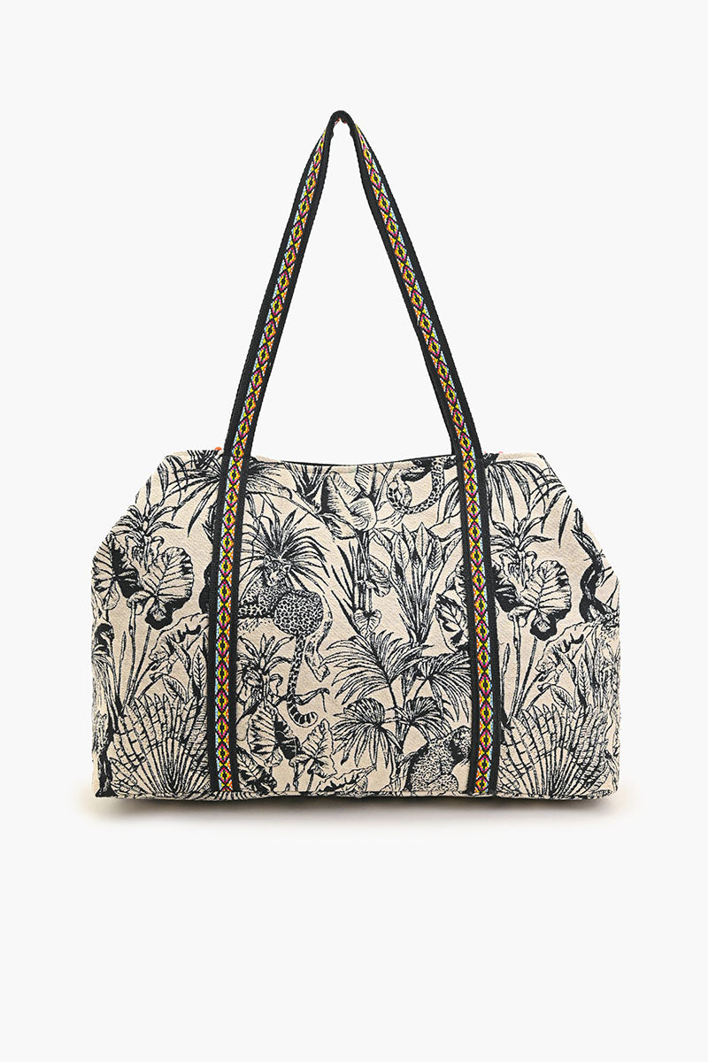 Tropical Leopard Embellished Tote