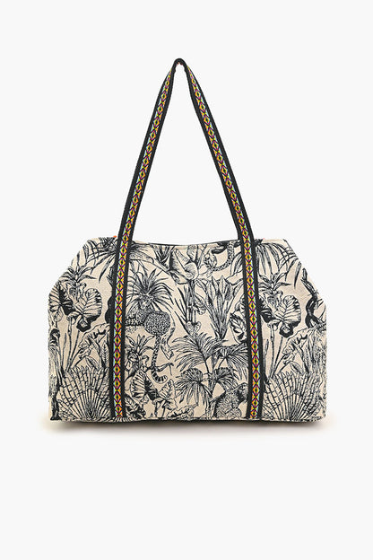 Tropical Leopard Embellished Tote