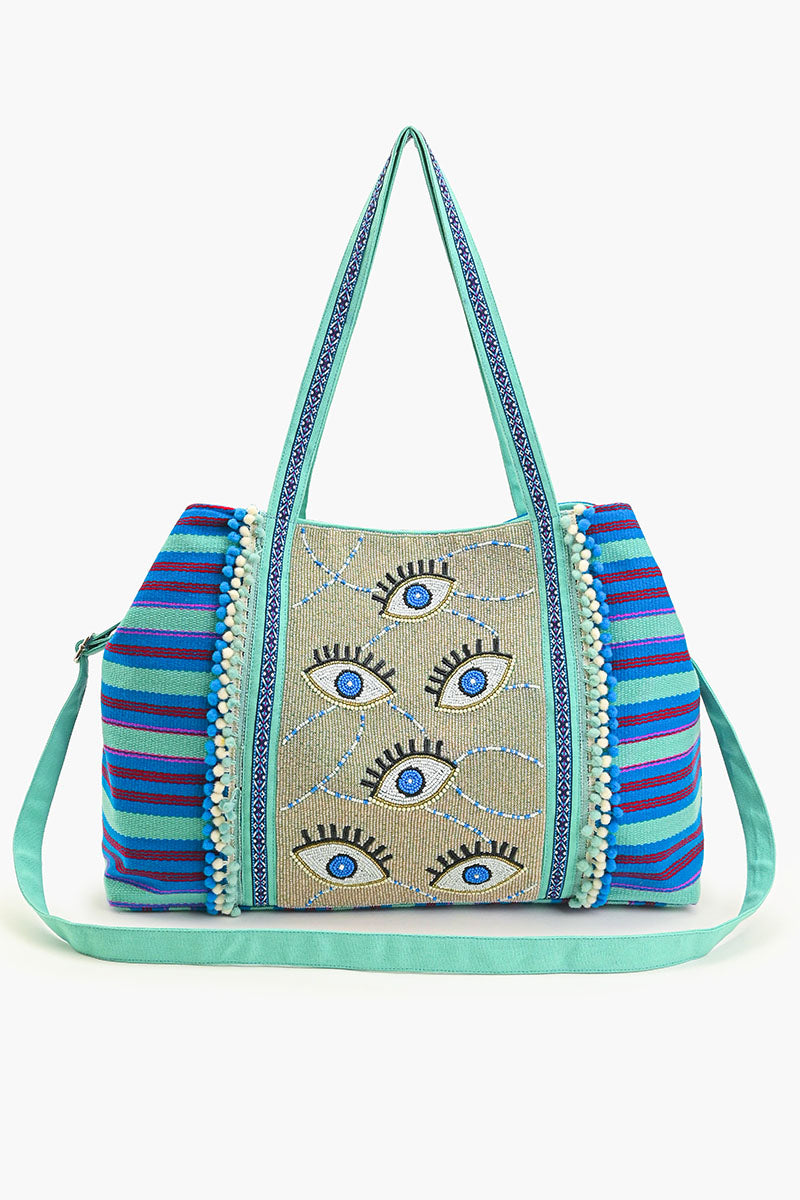 Celestial Evil Eye Embellished Tote