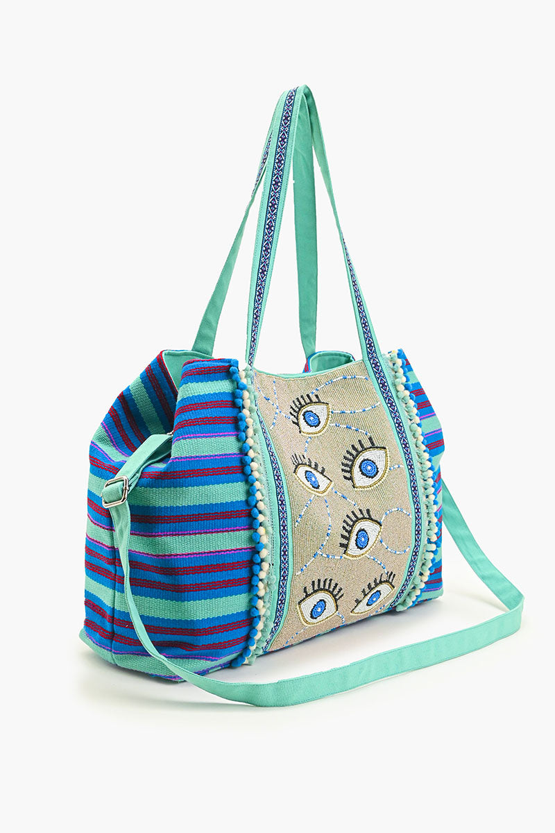 Celestial Evil Eye Embellished Tote