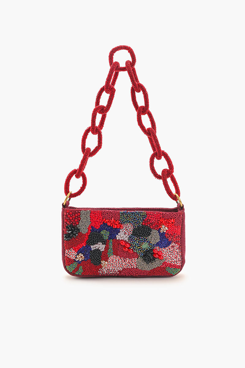 Ruby Glamour Beaded Shoulder Bag