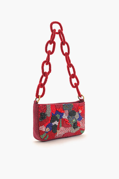 Ruby Glamour Beaded Shoulder Bag