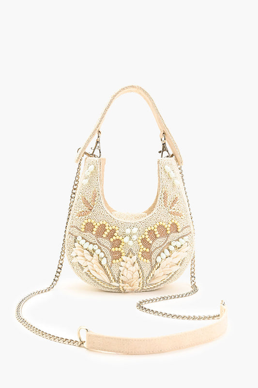 Shimmering Sands Embellished Mini Bag w Crossbody Strap