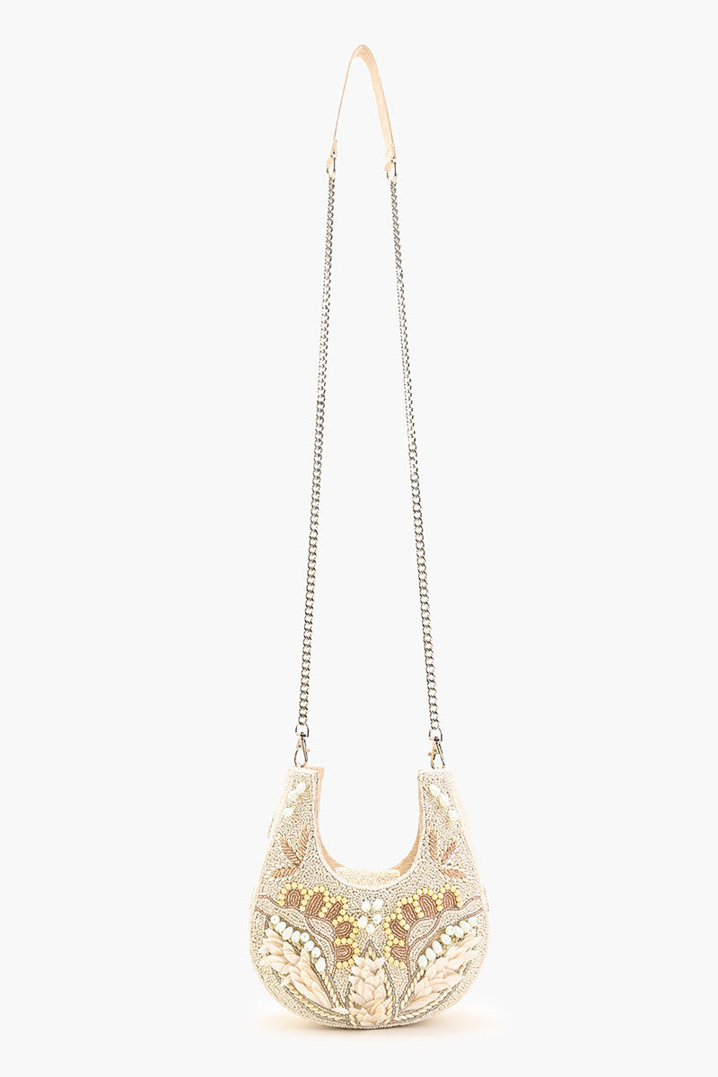 Shimmering Sands Embellished Mini Bag w Crossbody Strap