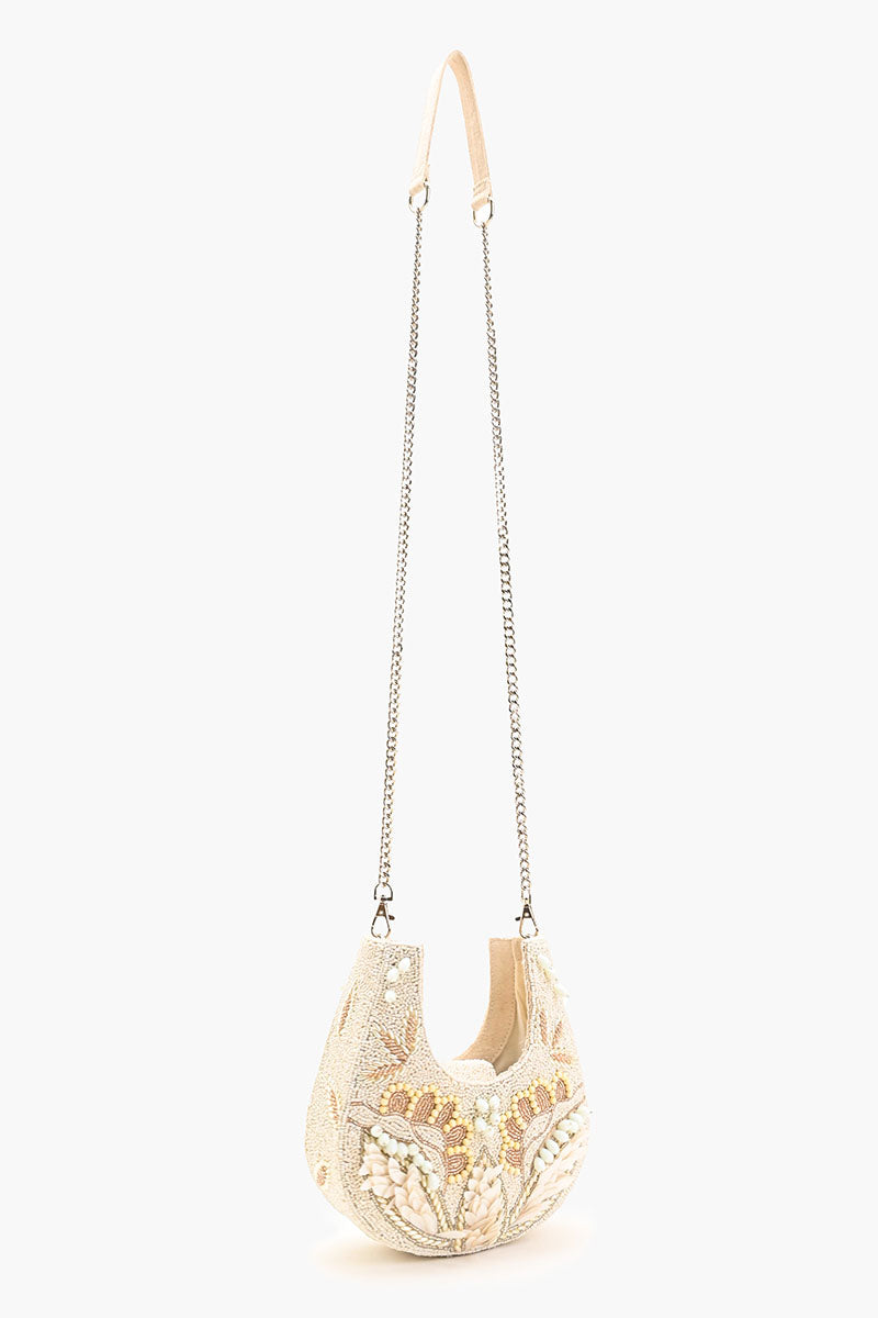 Shimmering Sands Embellished Mini Bag w Crossbody Strap