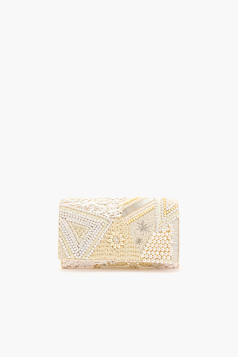 Shimmering Sands Embellished Clutch w/Crossbody Strap