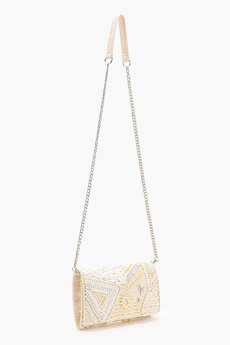 Shimmering Sands Embellished Clutch w/Crossbody Strap