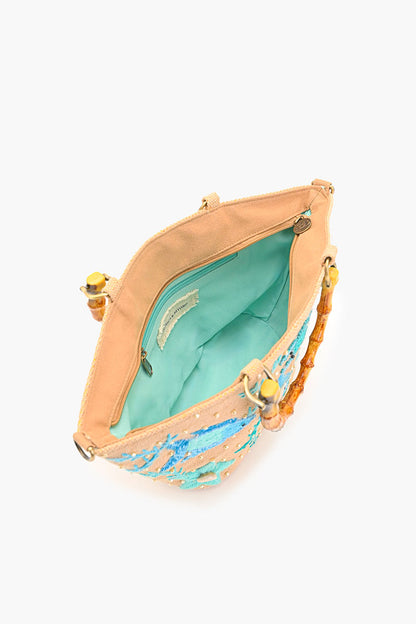 Marine Life Embellished Beach Mini Tote